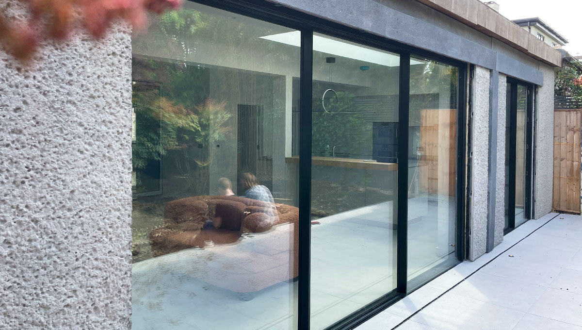 Rear residential extension with precast concrete cladding panels
